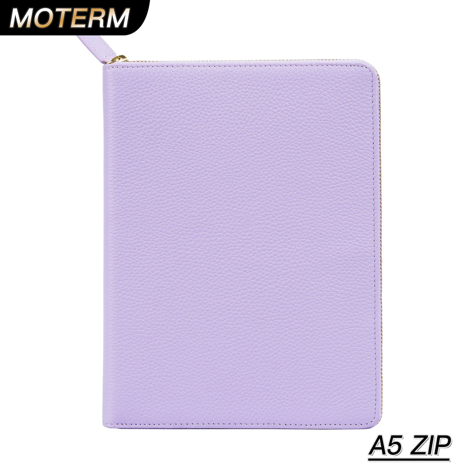 Moterm A5 size Zip Notebook Cover with Top Pocket Pebbled Zipper Planner for Hobonichi and Midori Organizer Agenda Journal Diary