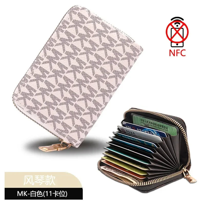 11 Slots Credit Card Holder Wallet RFID Blocking Slim Genuine Leather Card Organizer Zipper Pocket ID Card Pouch Coin Purse