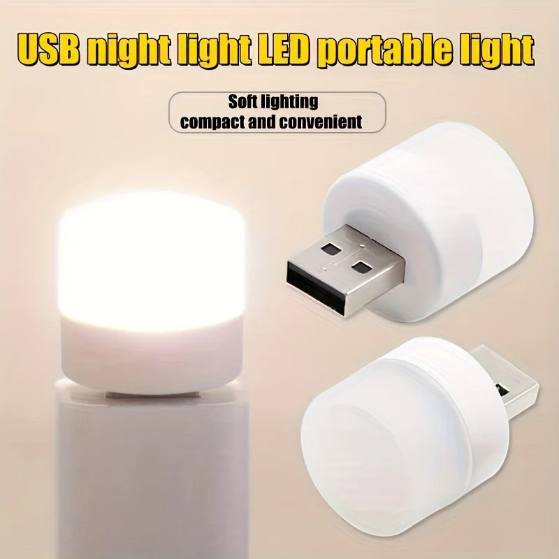 12PCS Mini USB Night Light Bulbs Warm White Eye Protection Book Reading Light USB Plug PC Mobile Power Charging LED Lamp