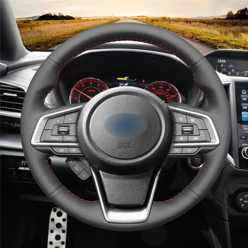 

DIY Hand-Sewn Anti slip Breathable PU Leather Steering Wheel Cover for Subaru Forester Ascent Crosstrek Impreza Outback Legacy