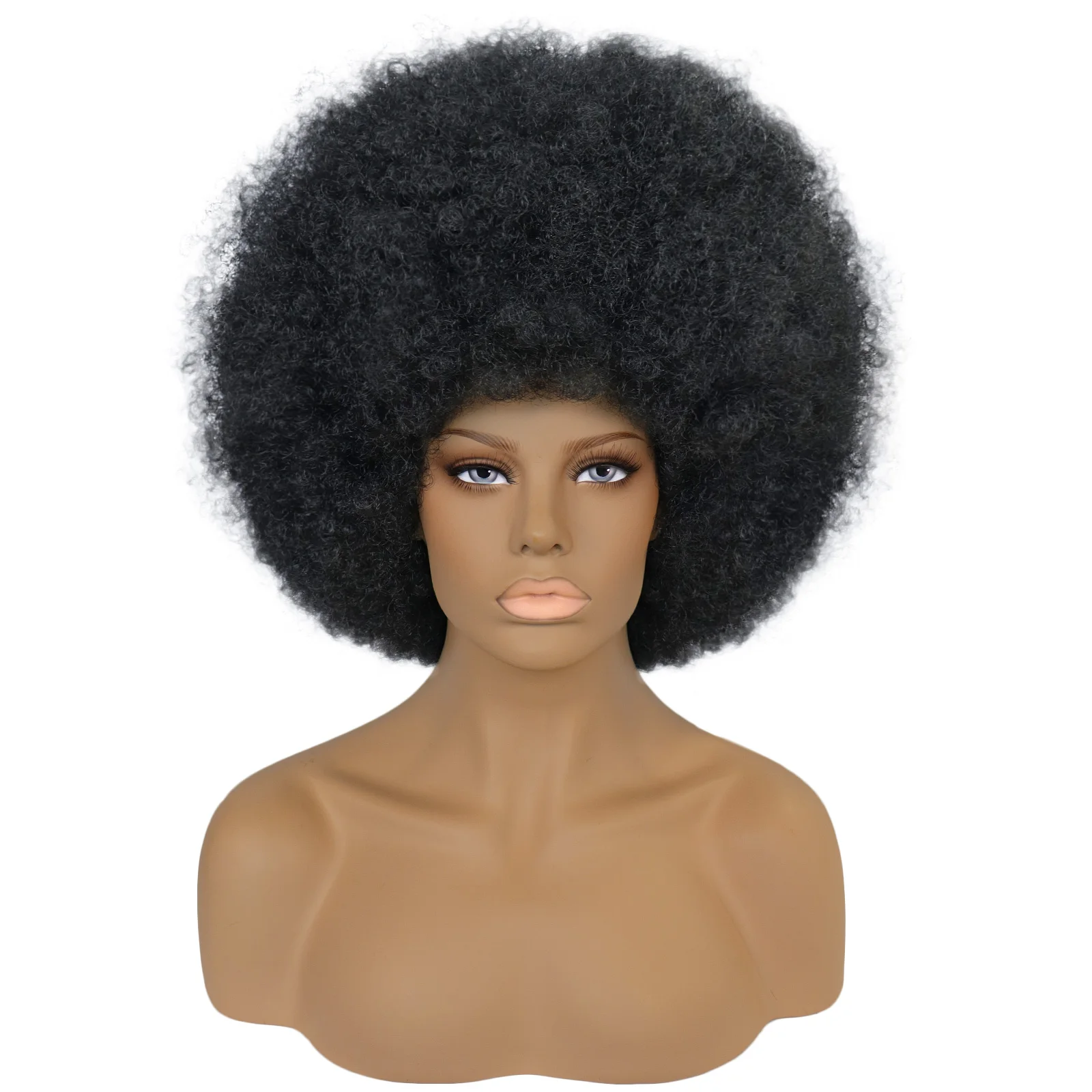 Regular Wig Kinky Afro Curly Wig Short White Brown Black Gray Synthetic Cosplay Wig for Halloween & 1pc Wig Cap 