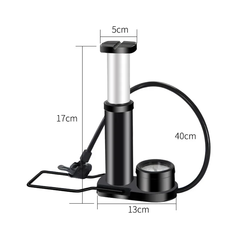 Car Bicycle Pump with 160PSI Gauge Aluminum Alloy Foot Pedal Inflator External Hose MTB Bike Tire Air Pump for Basketball