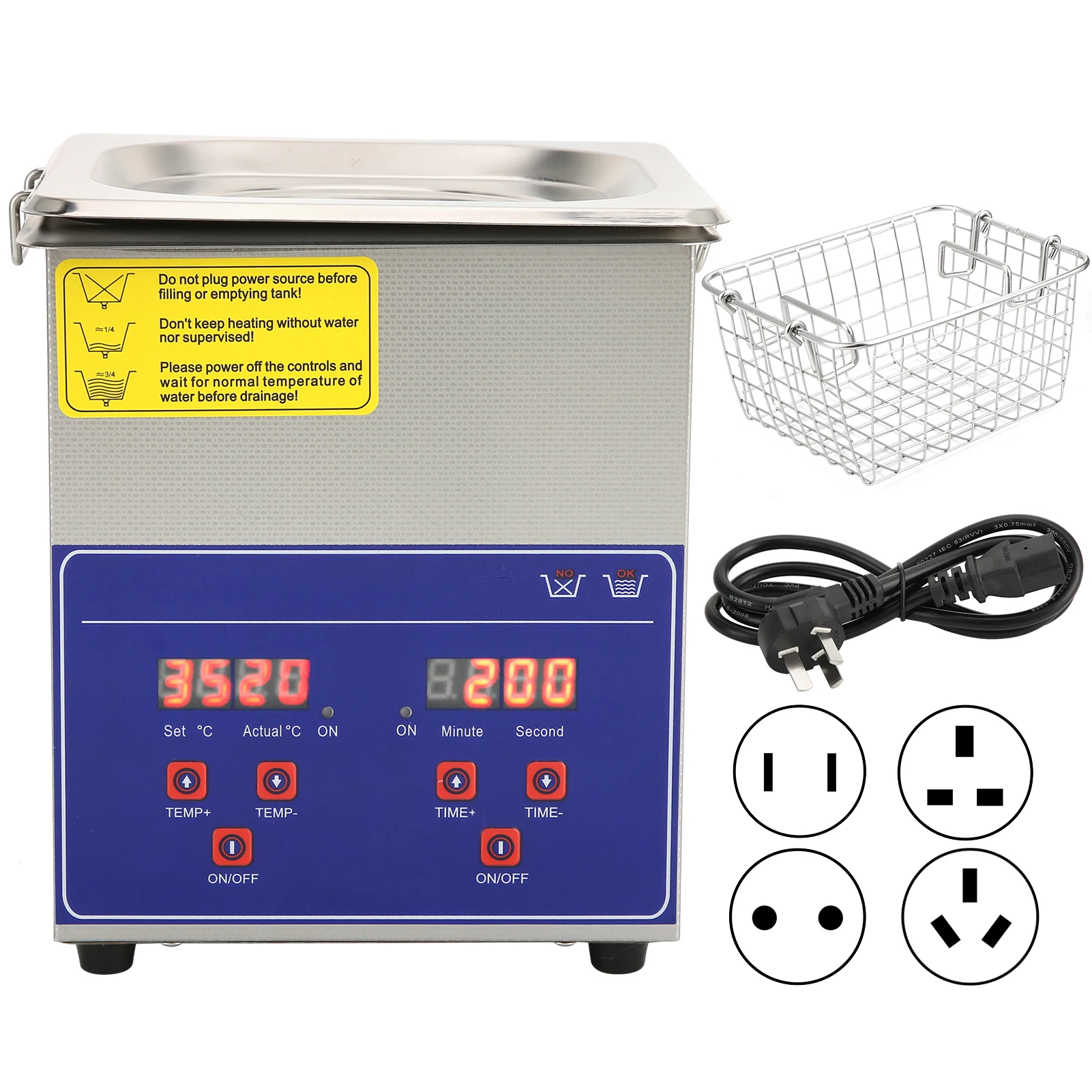 2L  Machine Industrial  Digital Stainless Steel Heater Timer Cleaning Equipment 2L PS‑10A