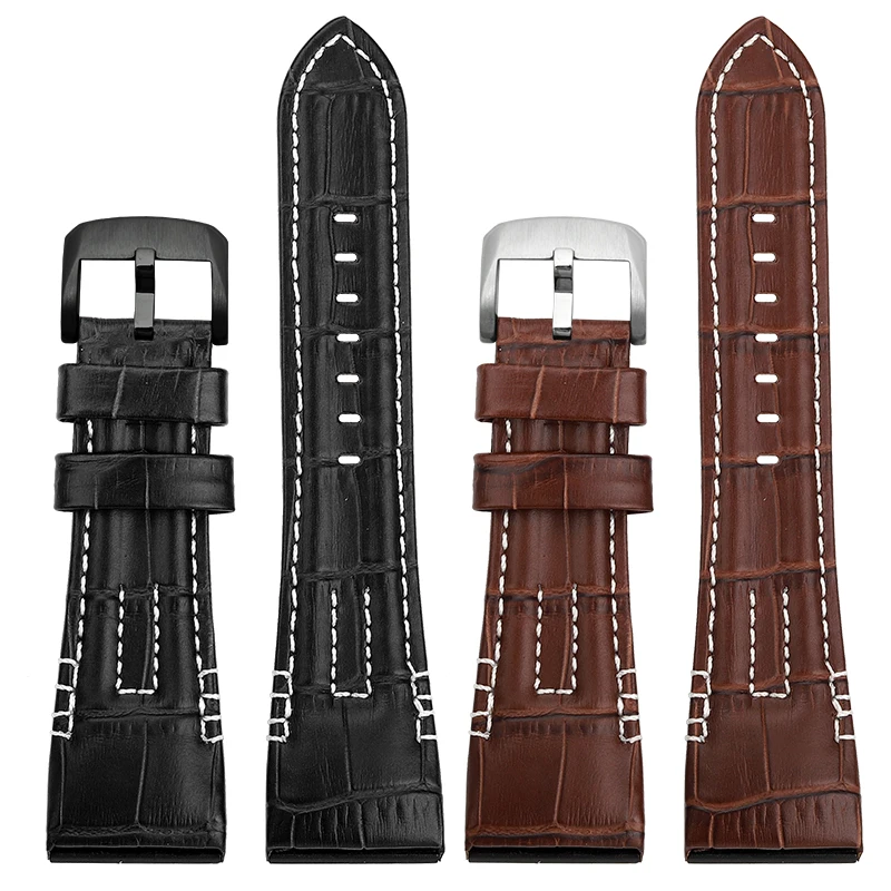 26mm Genuine Cowhide Strap for SEIKO VELATURA/SRH Series SPC007 SPC007J1 SRH013 Silicone Watch Bracelet Watchband with Tools