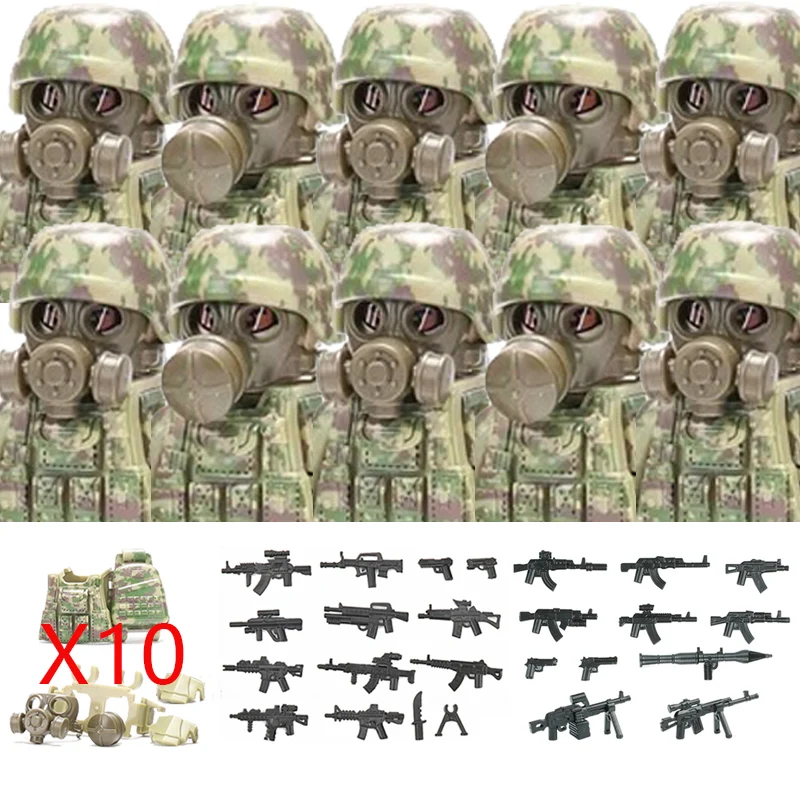 Military Soldier Ukrainian Biochemical Special Forces Building Blocks Army Figures Gas Mask Weapons Bricks Toys For Children view 4
