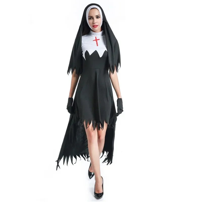 

Women Sexy Nun Cosplay Costume Arabic Religion Ghost Irregular Dress