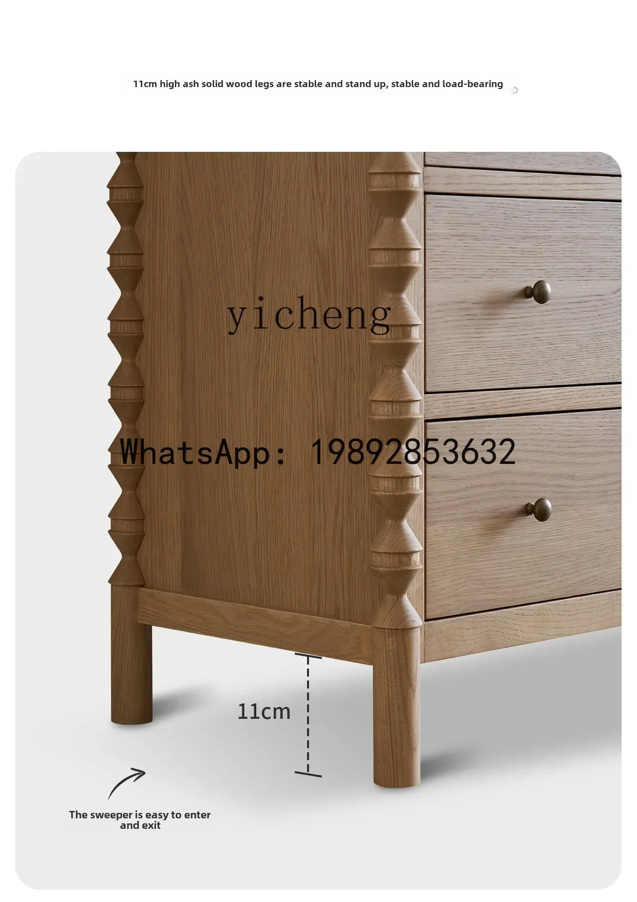 X6  French retro dining side cabinet Roman column storage cabinet Medieval solid wood log color bucket cabinet