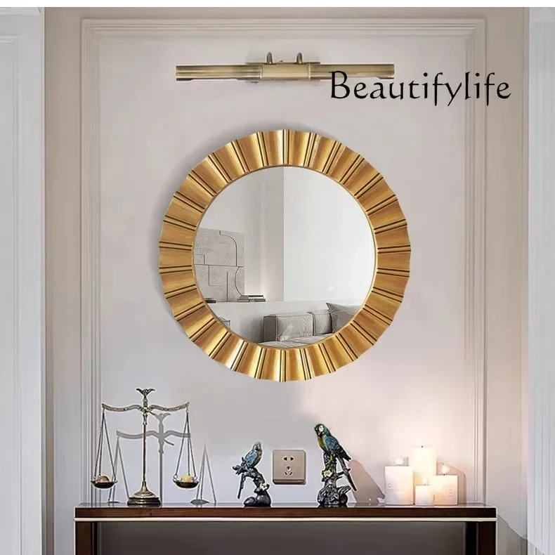 Q European and American simple round bathroom mirror LED intelligent luminous vanity mirror Hotel bathroom mirror