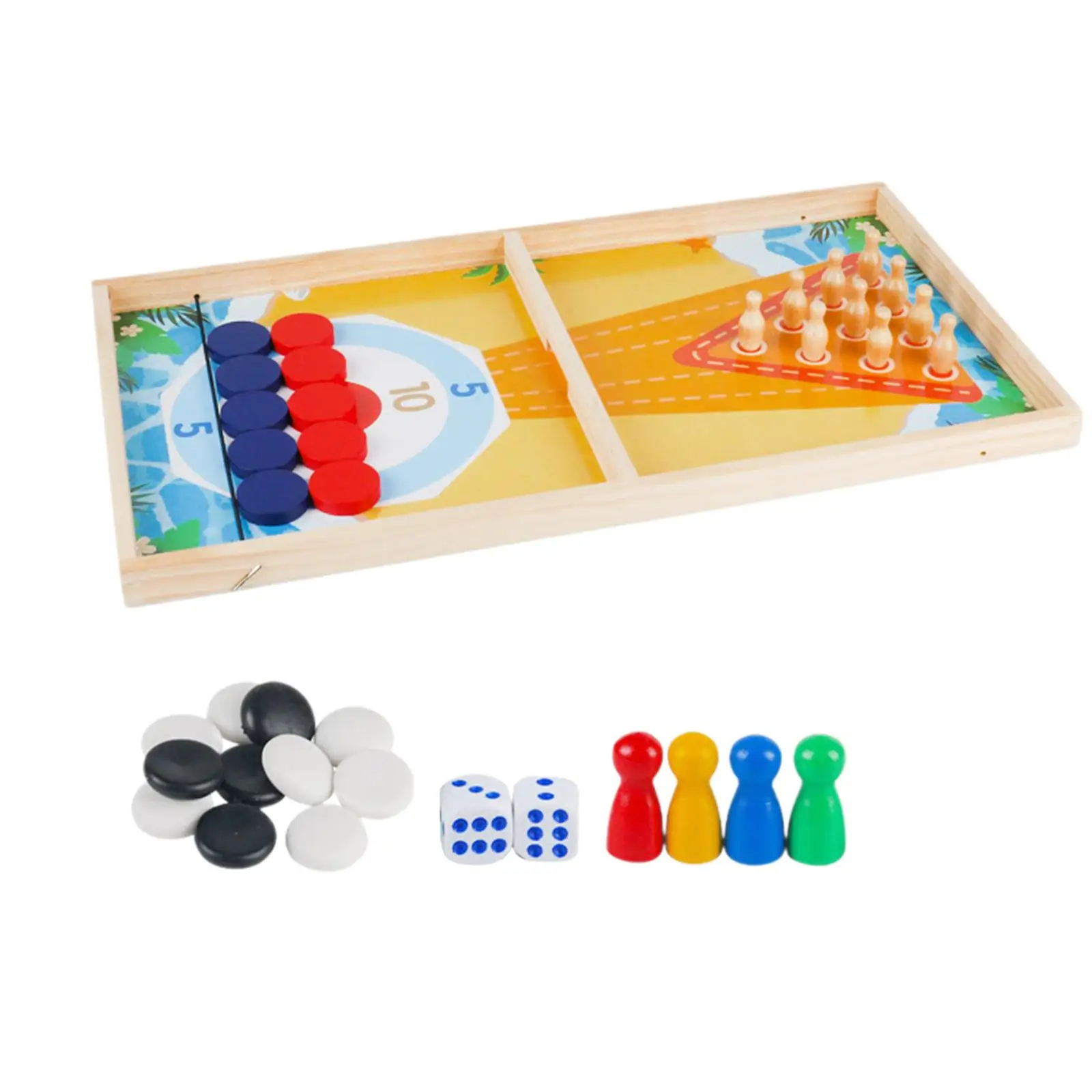 Wooden Fast Puck Game Parent Child Interaction Toy Desktop Table Game Board Game for Kids Adults Friends Families Children Party