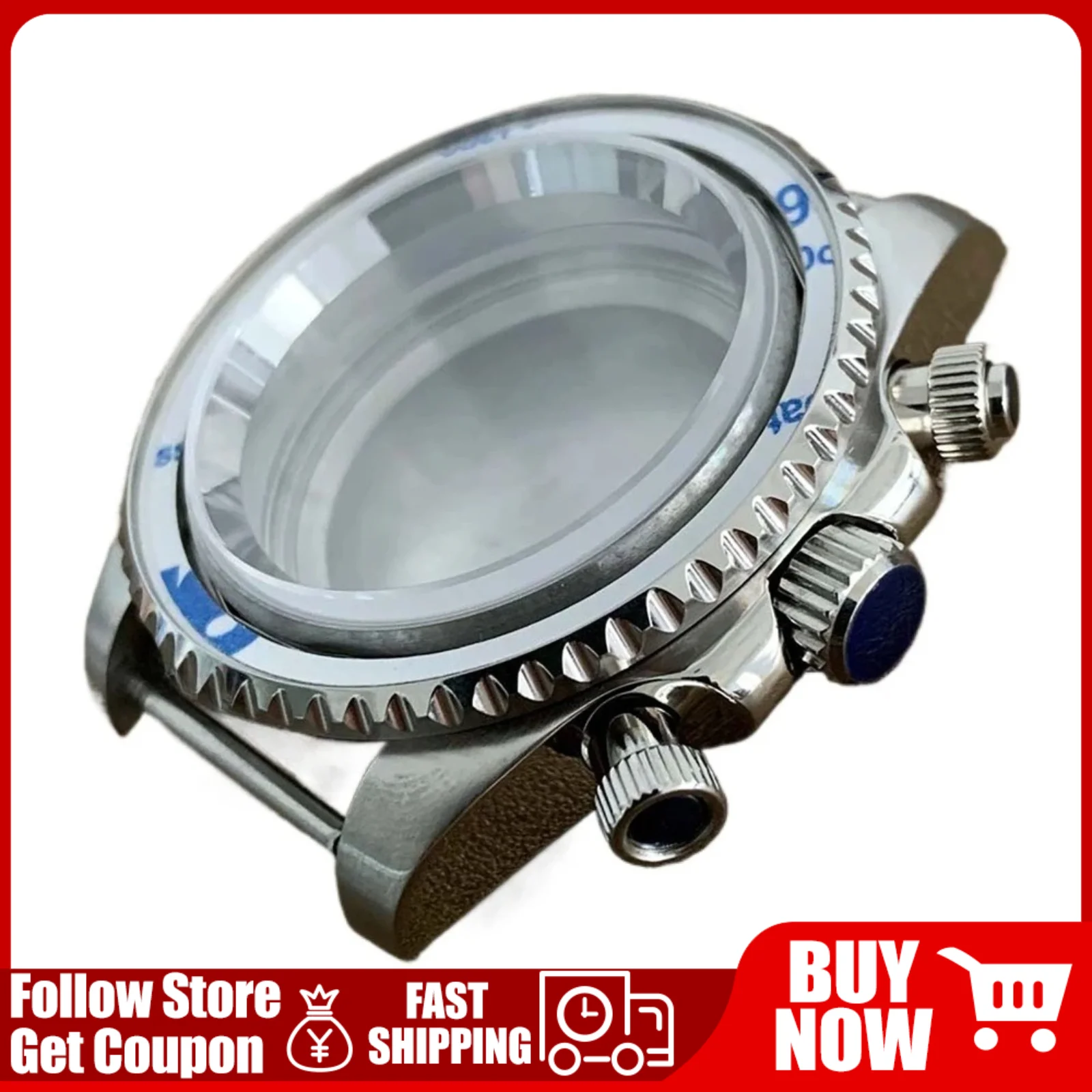

New 40MM ​VK63 Case 316L Stainless Steel Sapphire Glass Watch Case for VK63 Movement Wristwatch Diy Accessories