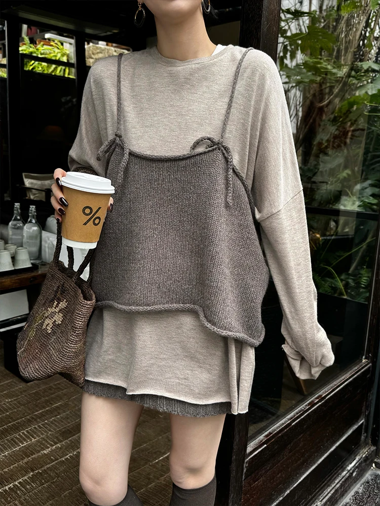 

OWI Mist Hidden Series UPW Handmade Feeling Loose Roll Matching God Weapon Knitted Strap Vest Women's Faion Spring W...