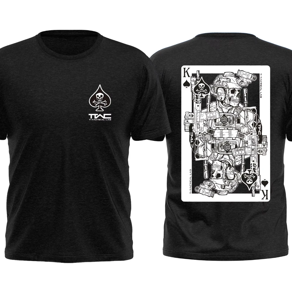 2026 Men Clothes Poker Card Theme T-Shirts Streetwear Cotton Tactical T-shirt Loose Tops Breathable Tee Military Enthusiast