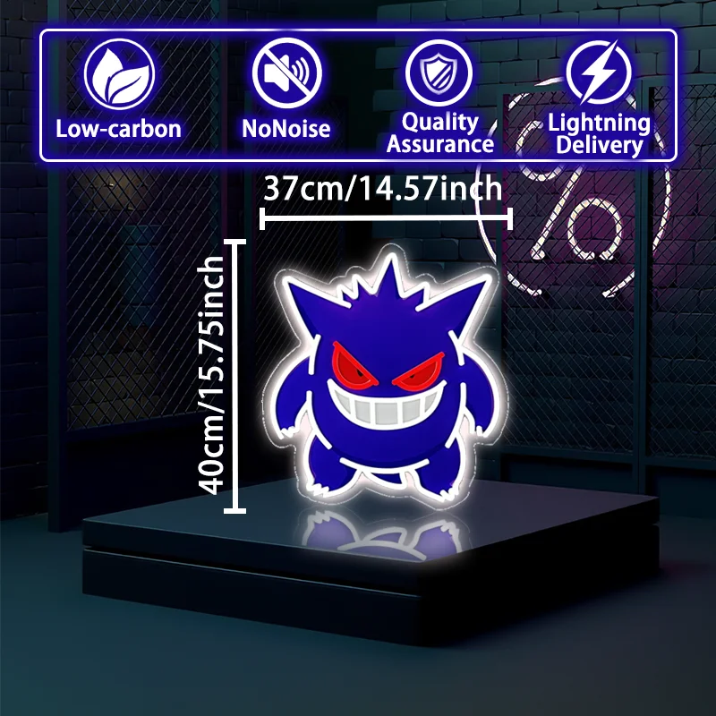 ポケモンクールゲンガーアクリルネオンサイン LED ライト USB 電源
