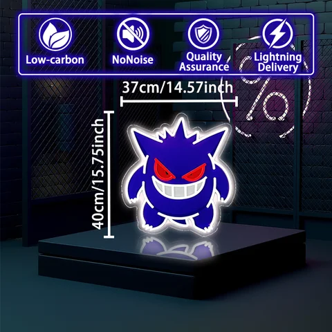 Pokemon Cool Gengar Akryl Neonskylt LED-ljus USB-driven konstverk för hemfestival Heminredning Fest Födelsedagspresent För Barn 10 best sales gengarlampa - №7