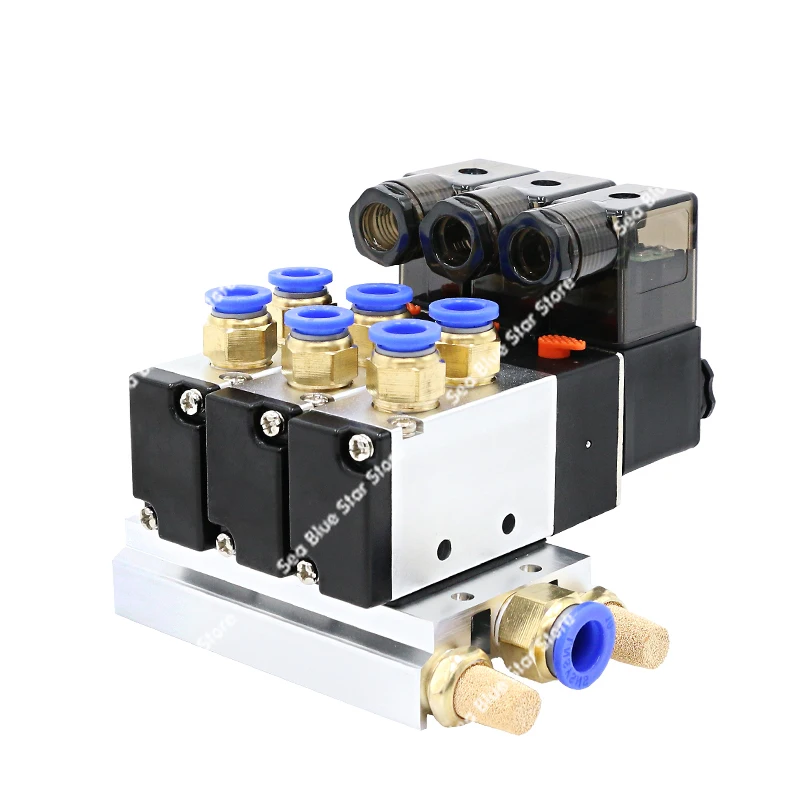 Pneumatic solenoid control   combination 4v210-08 solenoid valve group 220V cylinder electronic   24V base air valve