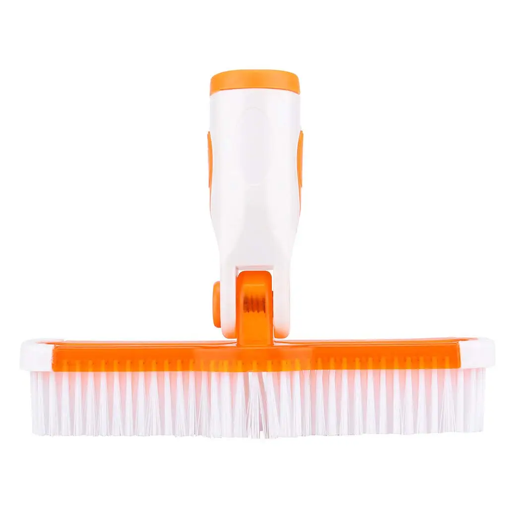 Swimming Pool Cleaning Brush with Orange Handle Stiff Bristles for Wall Floor Algae Dirt Removal Pool Accessories
