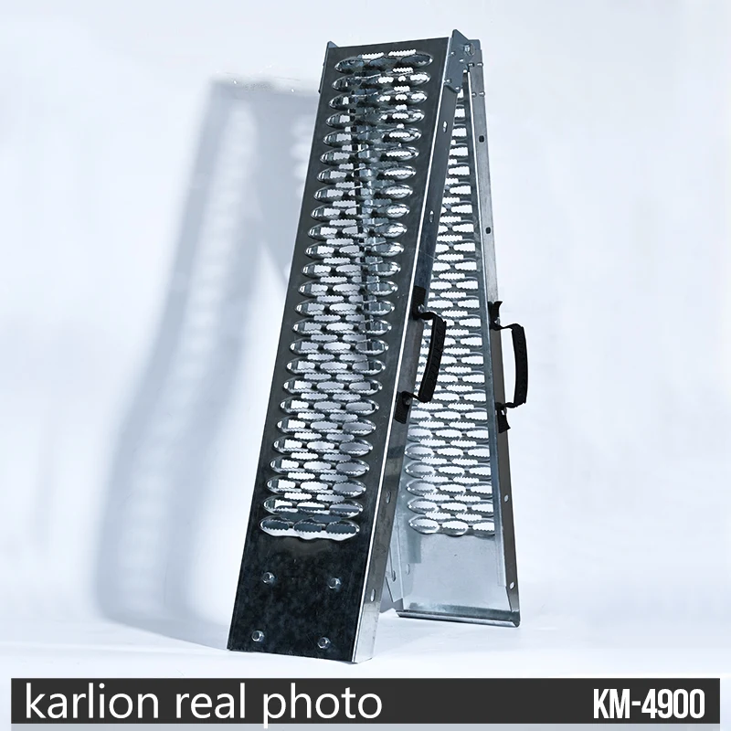 KARLION Light Duty Iron Motorcycle Ramps Foldable Design Anti-Slip Tread Reinforced Joints CE Certified Universal Fit 200KG