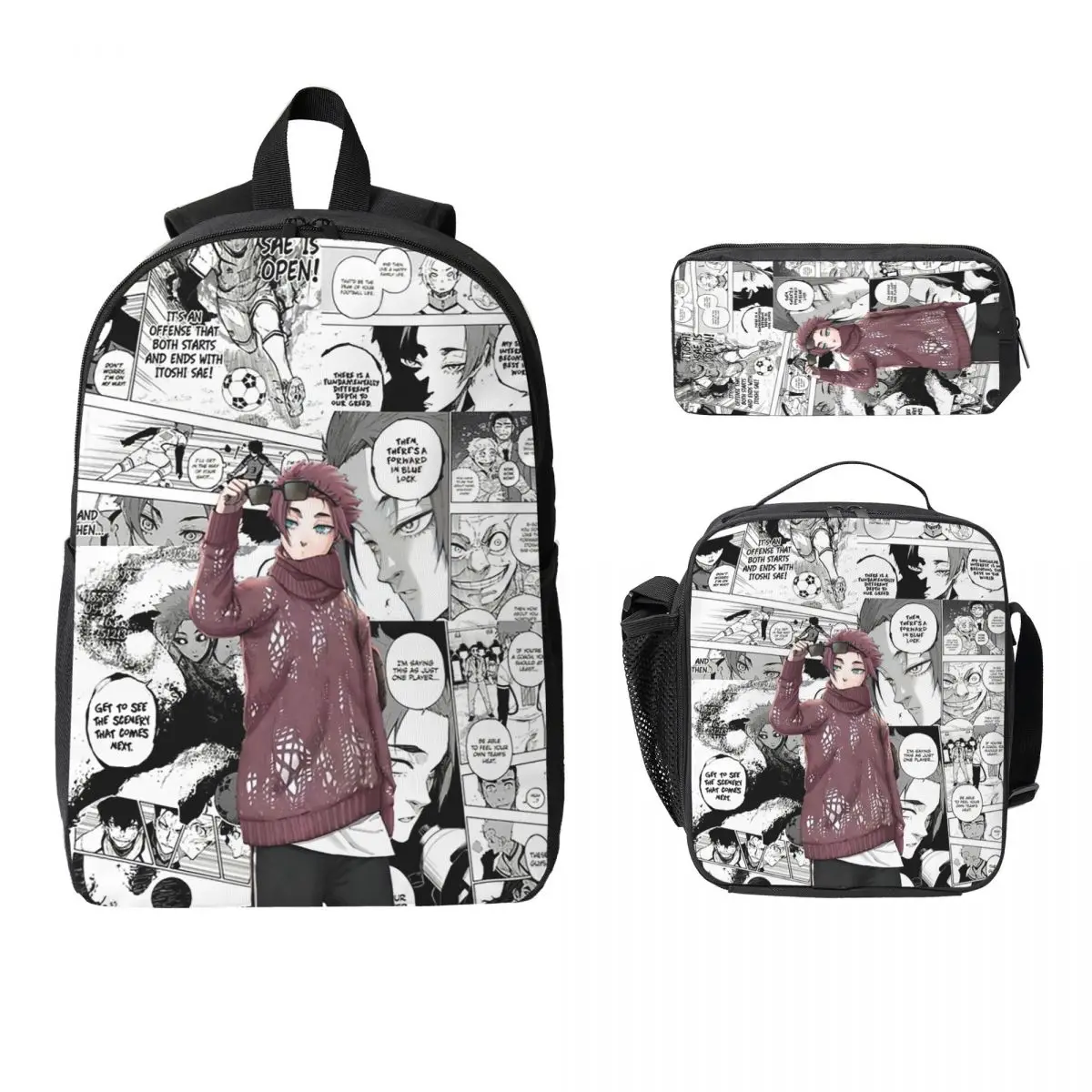 

Itoshi Sae Blue Lock мультфильм аниме рюкзак для мальчиков и девочек BookBag школьная сумка сумки на плечо 3ps изолированная сумка для обеда пенал