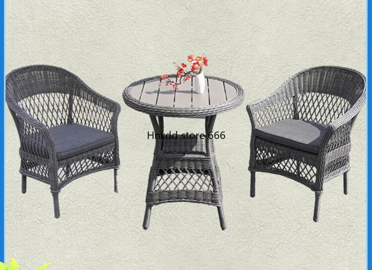 

Outdoor table and chair leisure backrest rattan chair three-piece set