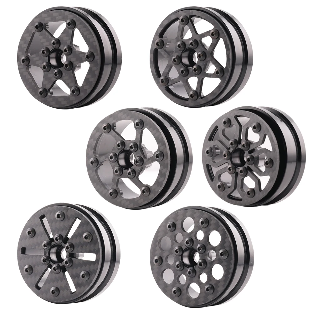 1.9 Inch Carbon Fiber Wheels Rim 4Pcs for 1/10 RC Car Crawler Capra SCX10 RR10 TF2 Element Enduro Gmade R1 Cheater Rigs 1.9S DIY