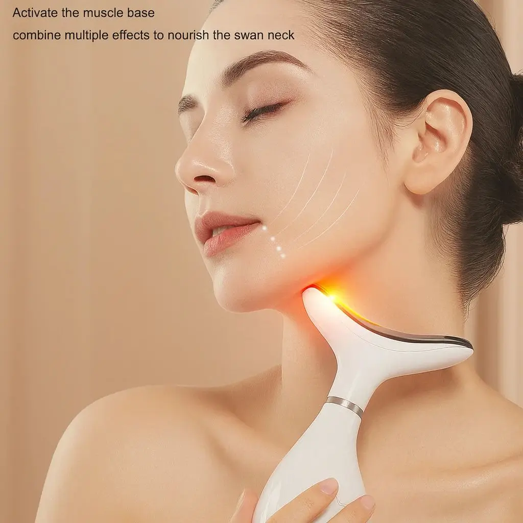 جهاز رفع الوجه على شكل حرف V مدلك الرقبة الساخن مكافحة الشيخوخة أداة الوجه شد الجلد إزالة التجاعيد تهتز أداة التجميل #1