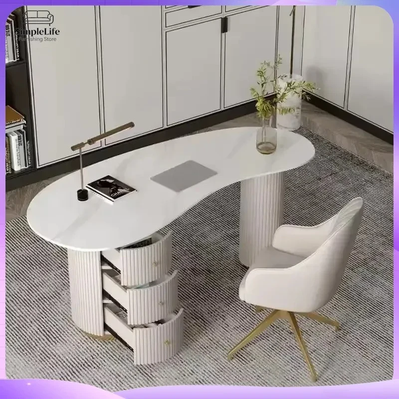 Light Luxury Irregular Rock Slab Computer Desk for Office Home Study Room Beauty Salon Medical Reception Modern Designer Desk