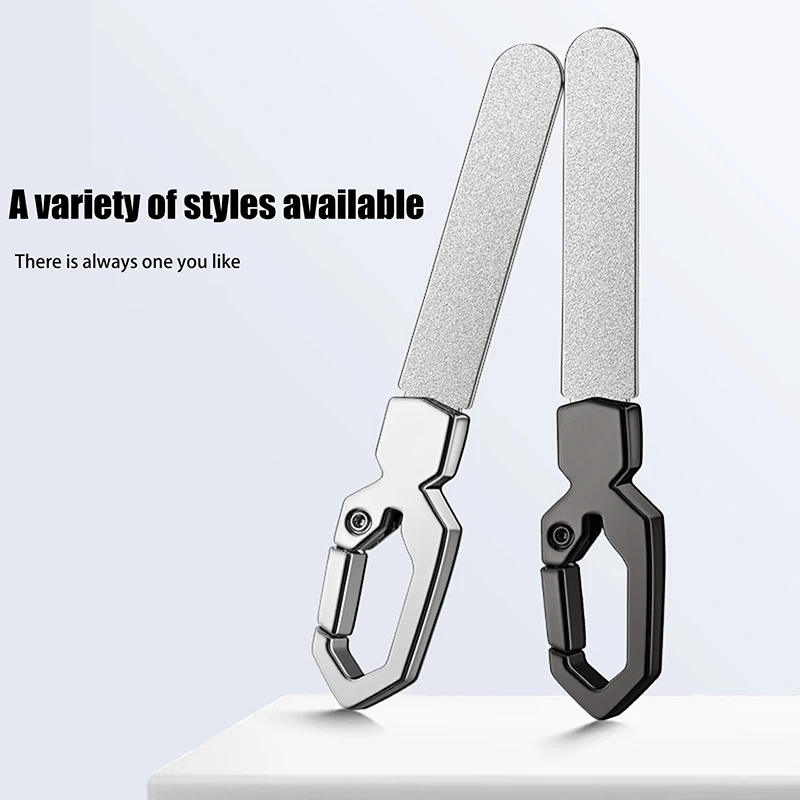 ملفات أظافر مزدوجة الجوانب من الفولاذ المقاوم للصدأ شريط مبرد تلميع الأظافر مع سلسلة مفاتيح مانيكير وباديكير لأصابع القدم