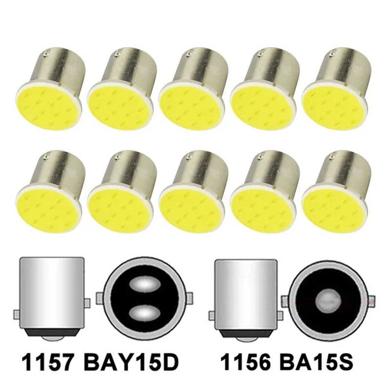 10X 1156 S25 BA15S P21W 1157 BAY15D LED 12 SMD COB 12V DC Car Bulbs Motorcycle Turn Signal Reverse Lamp Parking Brake Red Light