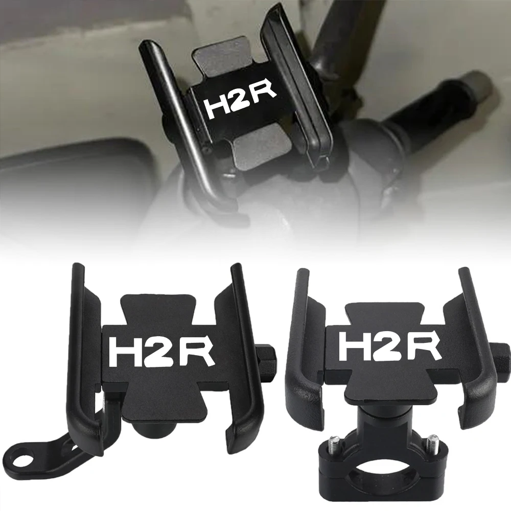 

For KAWASAKI H2R H2 R Motorcycle Aluminum Handlebar Rearview Mirror Mobile Phone Holder GPS stand bracket 2015 2016 2017-2024