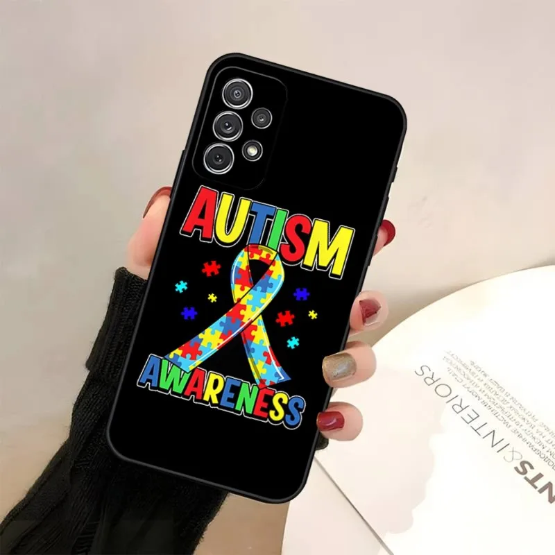 Autism Support Puzzle Phone Case For Samsung Galaxy A31 A33 A52 A13 A02 A72 A40 A20 A23 A54 A14 A34 Back Cover