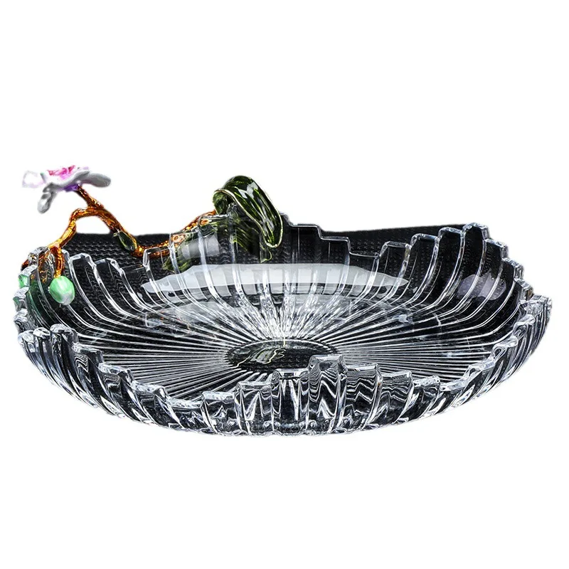 Enamel fruit plate living room home coffee table new light luxury Nordic crystal glass candy plate Internet celebrity snack