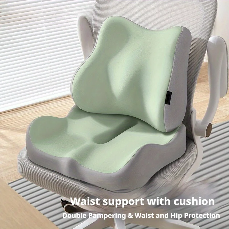 2-teiliges ergonomisches Bürostuhl-Lendenkissen – doppellagiger dicker Gesäß- und Rückenschutz