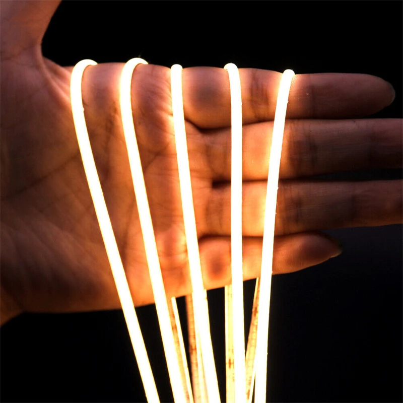 USB COB LED Strip Lighting, 3mm Width Dotless Light, Glow COB Bendable Tape Light, 5V Rope Light Flexible Counter Light for home