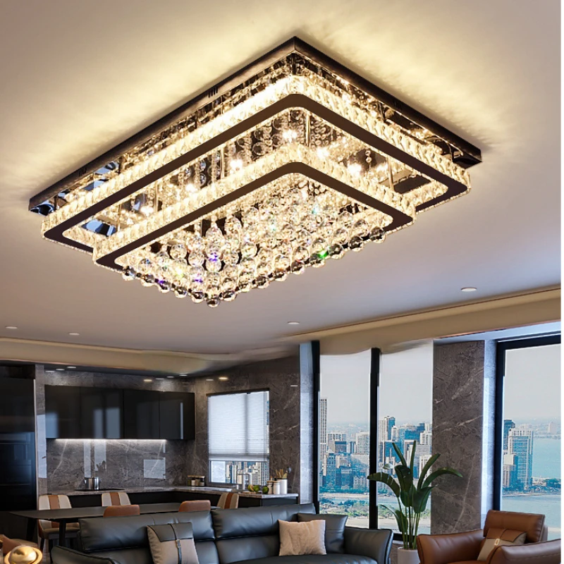 

Latest Living Room Household Rectangular Ceiling Lamp Luxury Crystal Ceiling Lamp for Bedroom