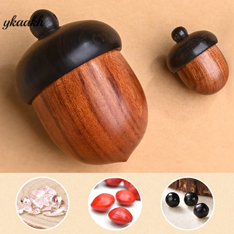 

6.6*4.5cm Solid Wood Medicine Pill Box Mini Wooden Pill Case Portable Storage Sealed Can For Outdoor First Aid Tool