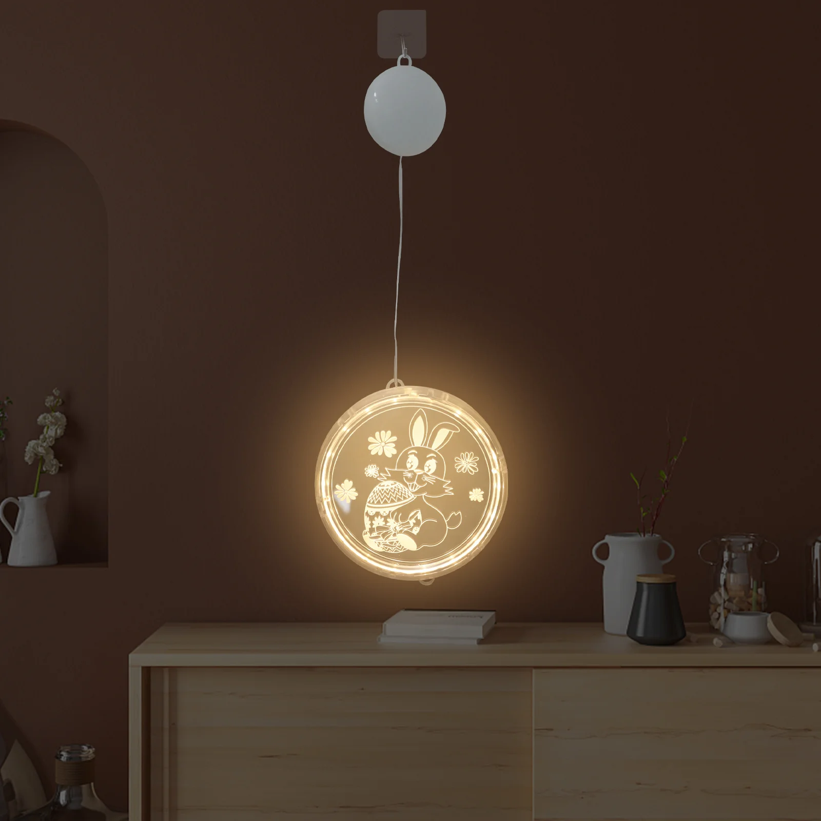 

Easter Bunny Hanging LED Window Lights Easter Wall Decorations 16Cm String Lights for Patio Bedroom Party Holiday Decor