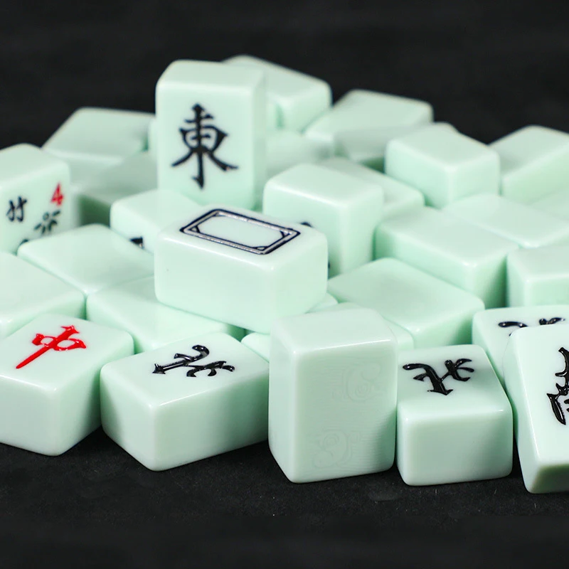 Hot Mahjong set 40mm High Quality Mahjong Games Malaysia Singapore jade-colored outdoor portable travel Mahjong MJ08