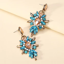 African Exaggerated Sparkly Crystal Dangle Drop Earrings For Women Vintage Fashion Best Friend Luxury Design Jewelry Accessories