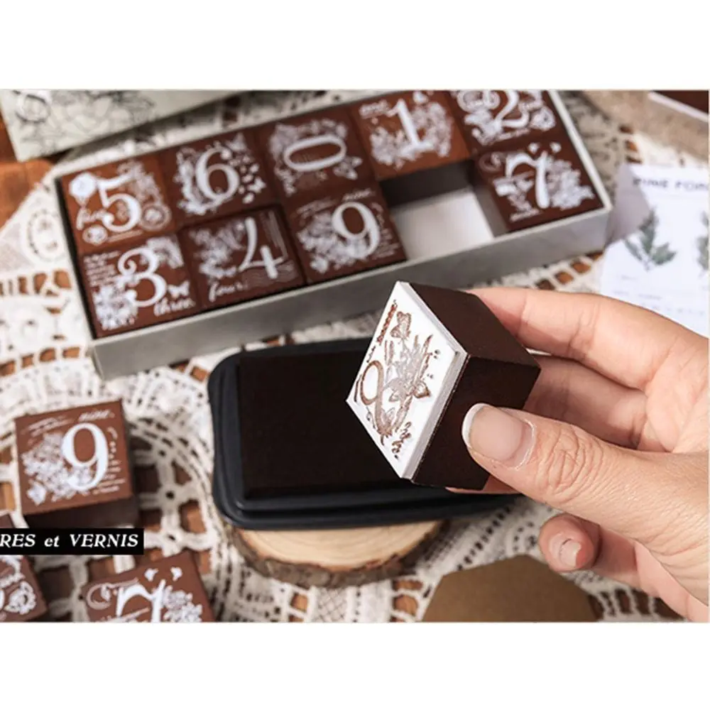10/27 Pcs Number Wooden Rubber Stamps Kit Handmade Alphabet Letter Stamper Seal Set Comfortable Grip Engraved Clearly