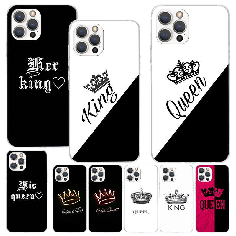 Lovers King Queen Print Soft Case for iPhone 16 15 14 13 12 11 Pro Max Art Phone Shell XS XR X SE 7 Plus 8 Pattern Cover for iPh