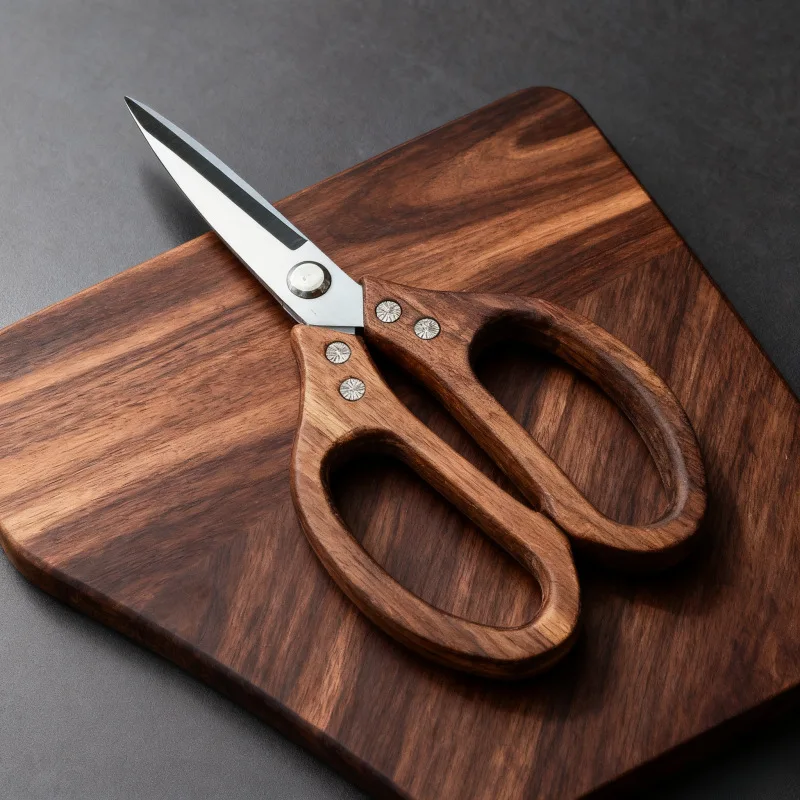 environmentally-friendly-stainless-steel-multifunctional-household-kitchen-scissors-powerful-boneless-wooden-scissors