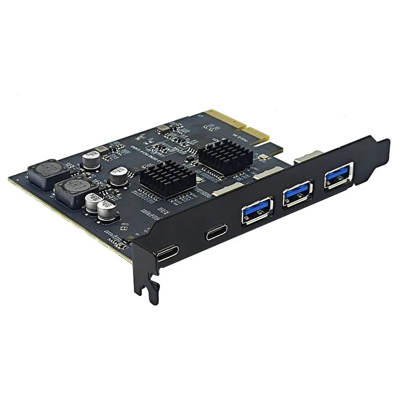 PCI‑E 4X USB3.2 Gen2 Expansion Card, 5‑Port 10Gbps Type‑C Adapter for Desktop Peripheral Upgrade