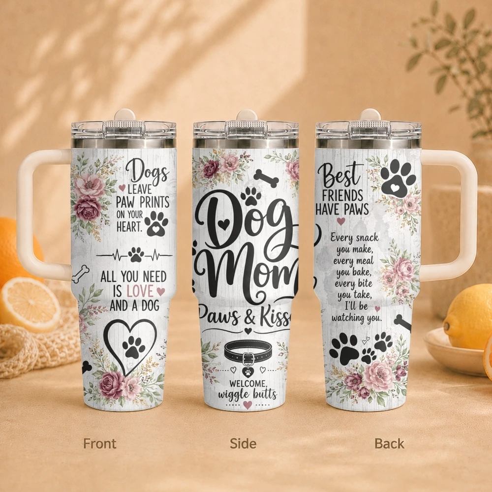 Dog footprint print Vacuum Flasks 40oz Vacuum Insulated Travel Mug - Stainless Steel Straw Cup Lid