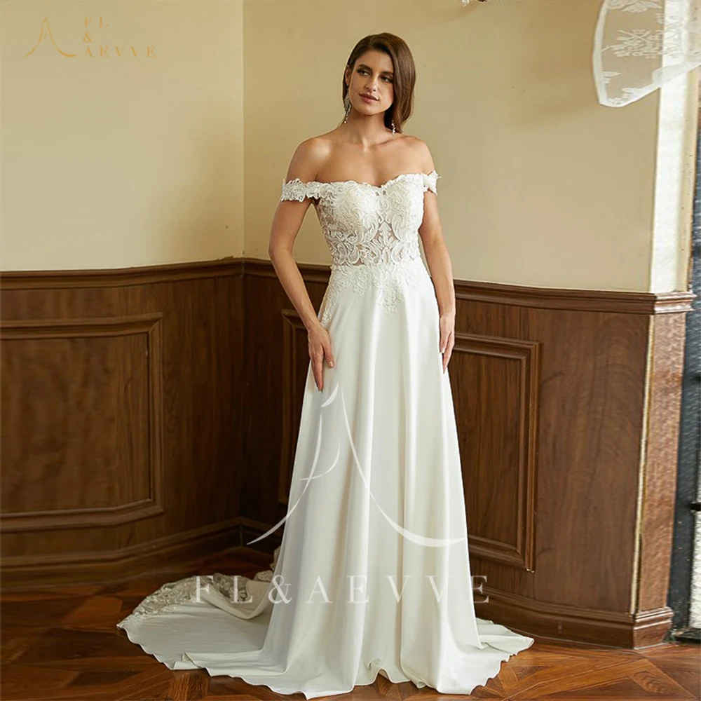 

FL&AEVVE Elegant Lace Wedding Dresses Customized Off the Shoulder Bridal Gowns Lace A-line Bridal Dress Foraml Party Dress Robe