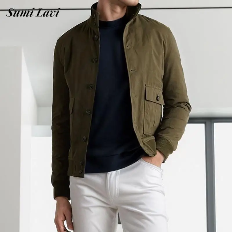 

Streetwear Vintage Mens Cargo Coat Jacket Fall Winter Outdoor Casual Patchwork Ribbed Stand Collar Jackets Men Stylish Outerwear