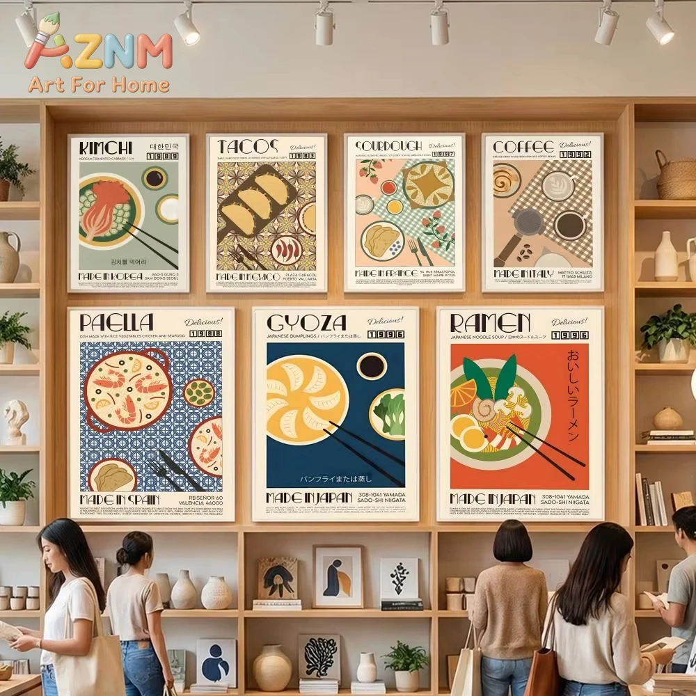 

1pc Retro Japanese Korean Traditional Food Art Poster Canvas Painting Art Wall Poster Home Room Decor