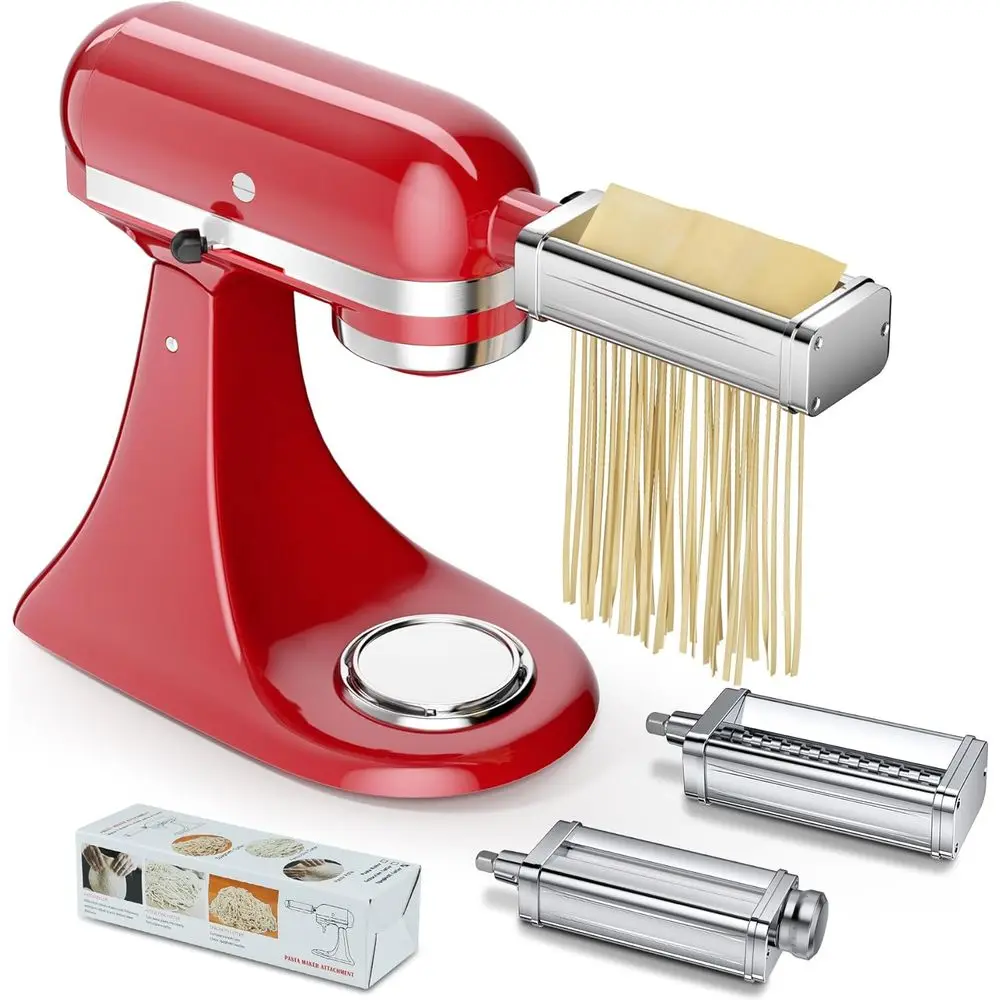 

3-Piece Pasta Roller and Cutter Set: Sheet Roller, Spaghetti, and Fettuccine Attachments for Stand Mixers