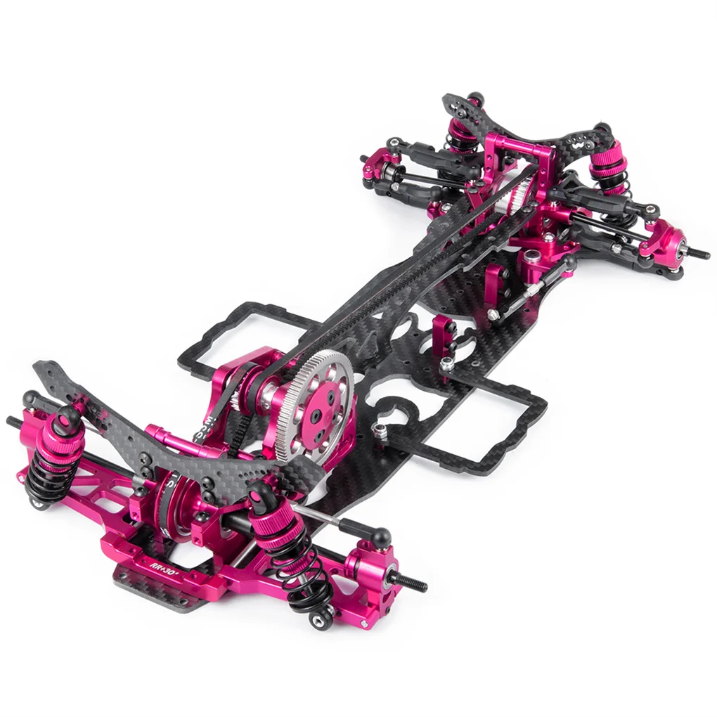 1/10 Car Aluminum Alloy Frame Assembly Kit with Wheels for Sakura D4 1/10 AWD 4WD RC Flat Road Drift Car Model Upgrade Part