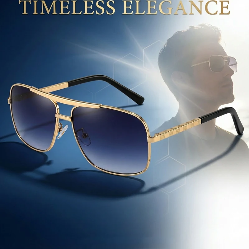 빈티지 스퀘어 남성 선글라스 브라운 2026 럭셔리 브랜드 레트로 클래식 선글라스 남성용 ... - 4