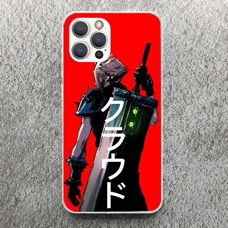 Capa de Impressão Final Fantasy VII para iPhone, Capa Padrão para iPhone 16, 15, 14, 13, 12, 11 Pro Max, XS, XR, X, SE, 7 Plus, 8